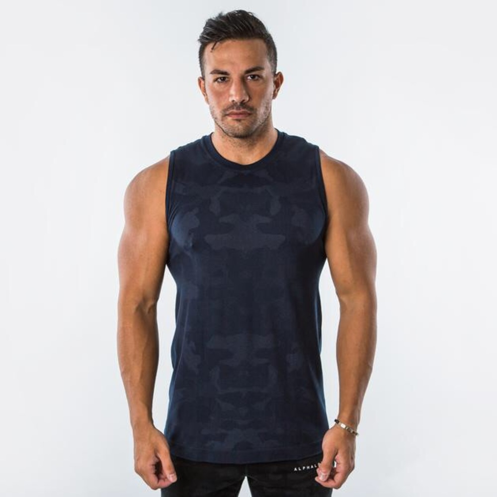 Alphalete Seamless Navy Camo Tank (Large)